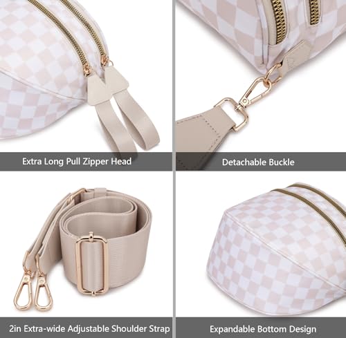 Pure Colour Crossbody Bum Bags for Women Spacious Checkered Cross body Bag Nylon Trendy Fanny Pack for Travel by ONLYSIEM - Used condition - Image 5