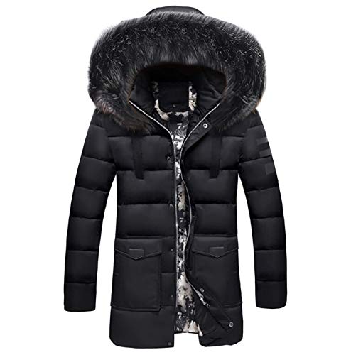 Men's Cotton Coat Medium Length Zipper Thickened Hat Removable Outwear Mountain Waterproof Ski Jacket Hood Windproof Rain Snow Windbreaker