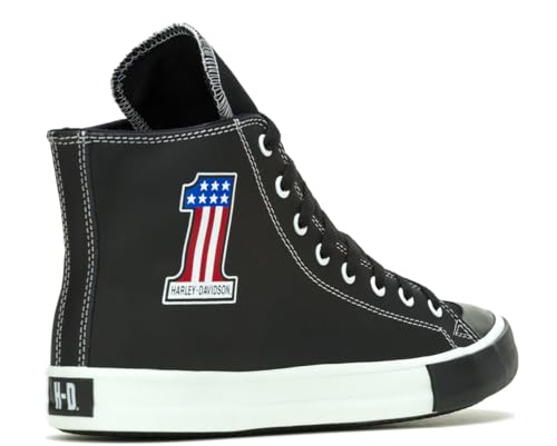 Harley-Davidson Men's Baxter High-Top #1 Black Leather Sneakers, D939043