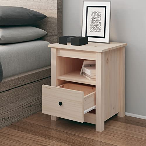 Iiaky Mesita de Noche Madera Maciza de Pino 40x35x49 cm Muebles auxiliares Dormitorio mesitas Noche mesitas auxiliares...