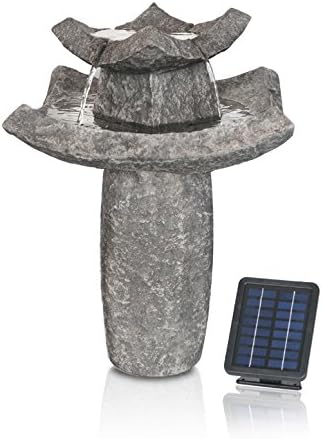 Primrose 62cm Solar Powered 2 Tier Pavillion Bird Bath Water Feature Outdoor Garden Cascade Fountain