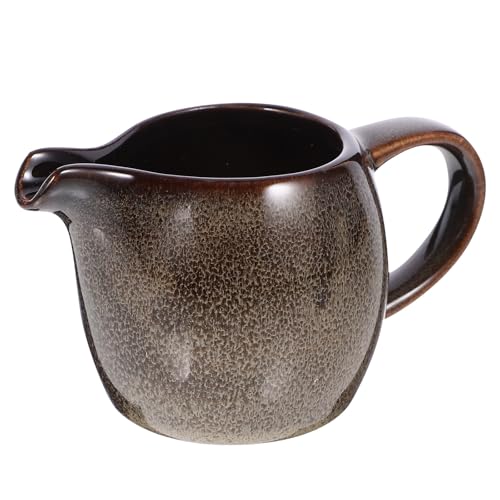 GATHINESS Jarra de Cerámica con Asa y Vertedor para Crema y Salsa, Tamaño Pequeño, Color Gris Escama, Dispensador Adecuado para Café, Leche y Restaurante, Recipiente Versátil para Crema
