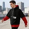RUIZEHONG Men's Zip Up Hoodie Color Block Sweatshirts Casual Loose Fit Lightweight with Pockets Pullover Hooded Jacket Black Red #4