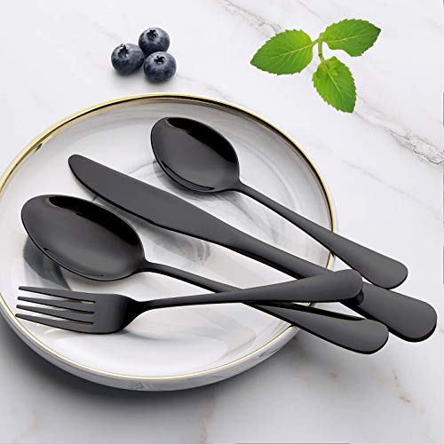 image for Wildone 60-Piece Black Silverware Set, Stainless Steel Flatware Cutler