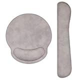 RICHEN Ergonomic PU Leather Keyboard Wrist Rest and Mouse Pad with Wrist Support, Memory Foam Set for Computer/Laptop,Gaming and Office, Comfortable for Easy Typing & Pain Relief (Gray White)