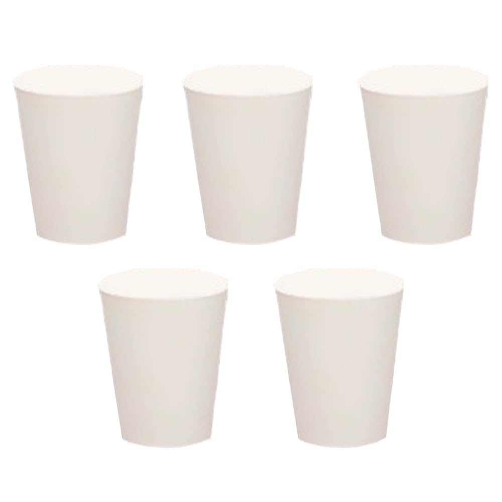 5Pcs Rubber Stoppers Solid Rubber Stopper for Holes Test Tube White Tapered Seal Rubber Stopper, 00#