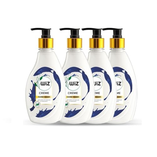 Image of Wiz Creme Handwash Liquid Soap Dispenser Bottle - 450ml (Pack of 4)| Germ Protection | Hand Wash with Added pH-Balanced & Moisturizers for Soft & Gentle Hands | Suitable for all Skin Types