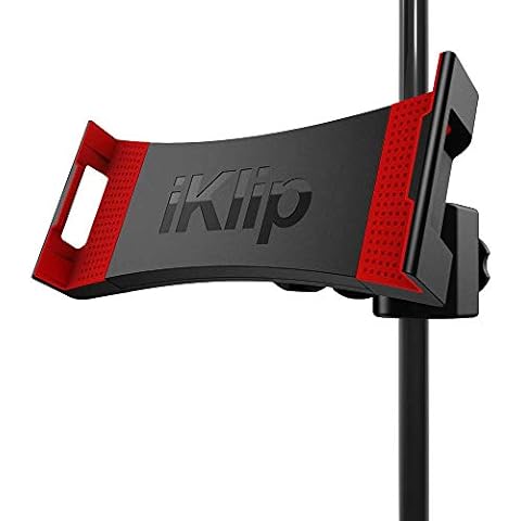 IK Multimedia iKlip 3 Tablet Holder for mic Stands, fits iPad and Android Tablets Between 7" to 12.9" with an Adjustable 360° Swivel and Soft-Touch fit Cover