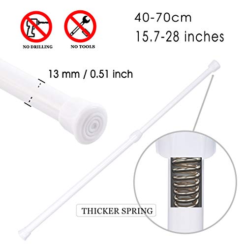 2Pack Tension Curtain Rod Cupboard Bars Extendable 15.7-28 Inch White Spring Tension Rods #TOP1