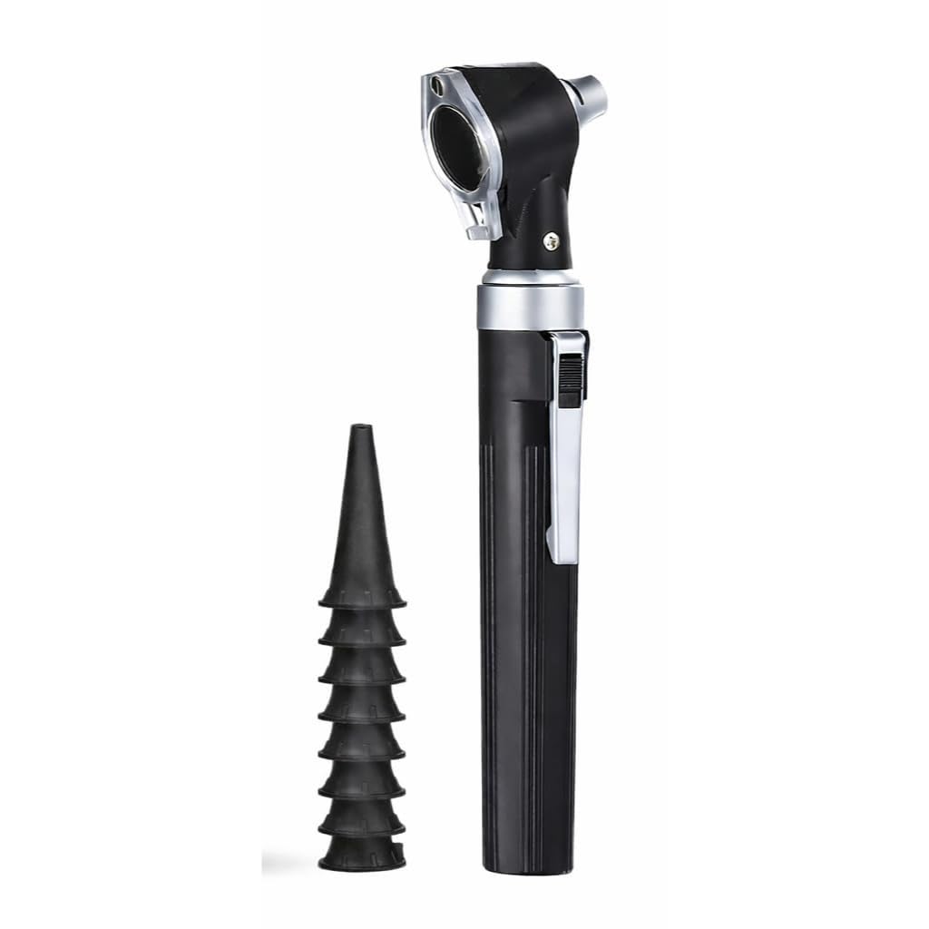 Dr. Care Mini Otoscope - Portable Ear Light and Exam Kit for Home and Professional Use - Fiber Optic Scope Ear Scope with Light, Ear Infection Detector - Pocket Diagnostic Equipment (Black)