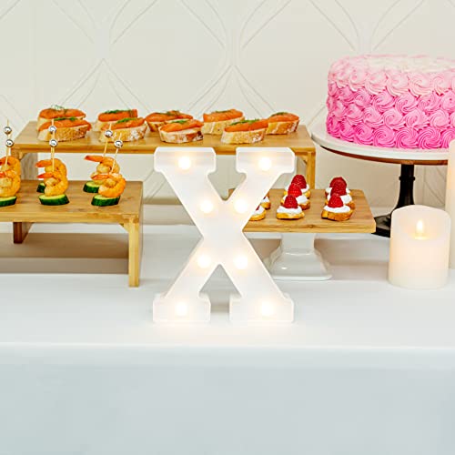 Image of Illumify 6.9 x 1.2 x 8.7 Inch Light Up Letter, 1 Durable Marquee LED Light - Letter X, Touchproof, White Plastic Party Light, Keyhole Slot, For Parties, Weddings, Or Special Events - Restaurantware