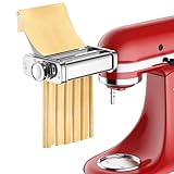 3 in 1 Pasta Attachment for KitchenAid Stand Mixer - Professional Stainless Steel Pasta Maker includes Roller, Spaghetti & Fettuccine Cutters, With Removable Baffle and Cleaning Brush by HOZODO