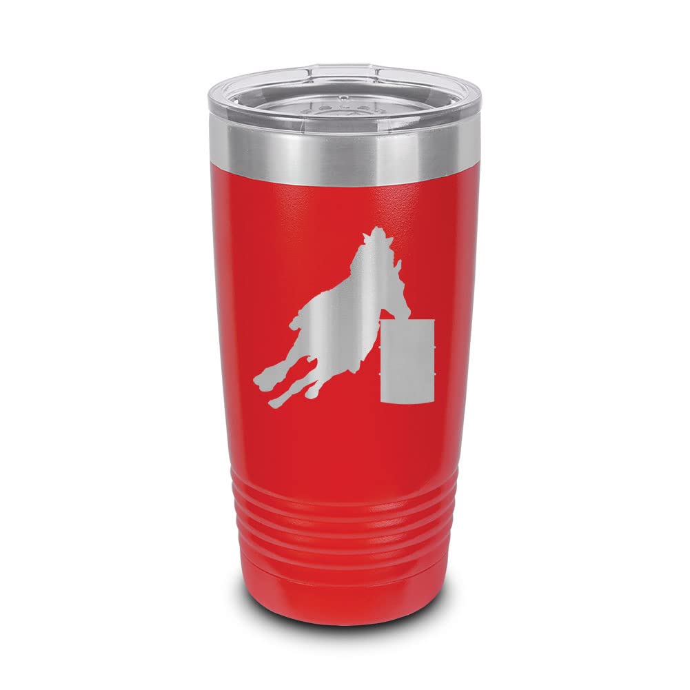 Barrell Racing 20 oz Laser Engraved Polar Camel Stainless Steel Vacuum Insulated Tumbler with Lid Horse Trailer Window Red