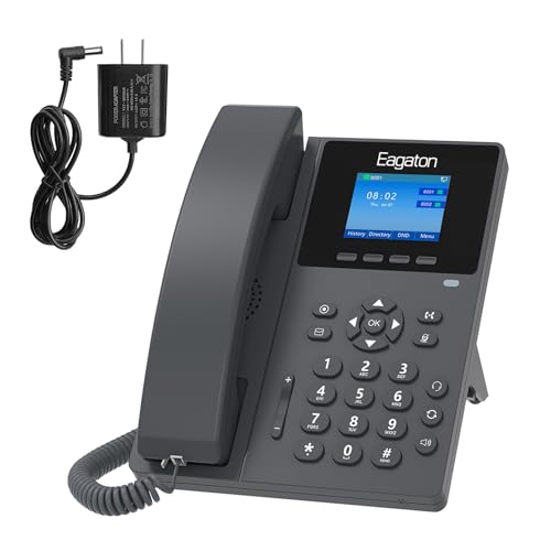 Eagaton T52P IP Phone,Office Phones Voip,2.4' Color Display, 2 SIP Accounts Business VoIP Phone, HD Voice,PoE Supported, Compatible with IPPBX&VoIP Providers, Includes Power Adapter for Home & Office