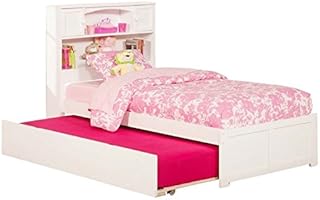 Roseberry Kids Transitional Solid Wood Twin Trundle Platform Bed in White