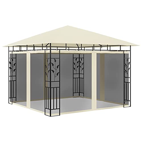 Canopies & Gazebos Gazebo with Mosquito Net 9.8'x9.8'x9' Cream 0.6
