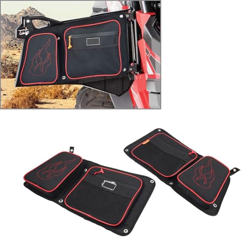 GZYF 2 pcs Rear Door Bags Knee Pad Nylon Black+Red For Polaris RZR XP4 1000 4 Door 2014-2023