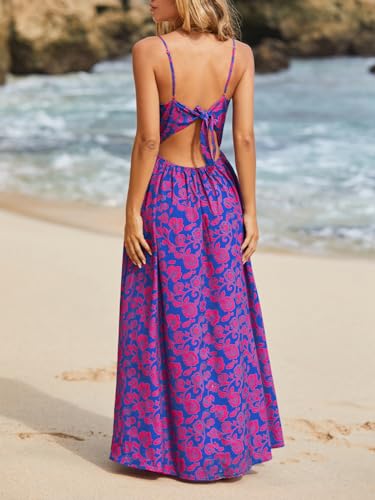 Image of CUPSHE Women's Maxi Dress Floral Print Twisted V Neck Sleeveless Long Dress Summer Casual Dress