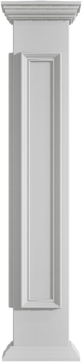 8"W x 48"H Corner Newel Post with Panel, Peaked Capital & Base Trim (Installation kit Included)