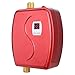 Calentador de agua eléctrico sin tanque, mini calentador de agua instantáneo de 220V 3800W con sensor de temperatura integrado, botón táctil para ducha en el baño (UE)(rojo)