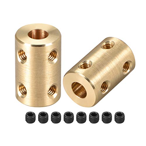 sourcing map 2 Stück 6mm bis 6mm Bohrung Starre Kupplungsschraube L22XD14 Kupfer Wellenkupplungsverbinder Motorzubehör