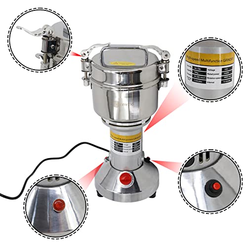 Skyehomo Electric Grain Mill Grinder,High-Speed Spice Herb Mill, 70-300 Mesh Safety Commercial Powder Machine For Kitchen Spice Herb Pepper Coffee Corn (2500W,700G) #TOP5