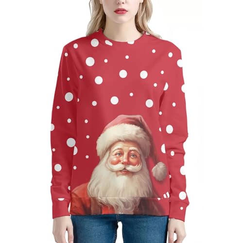 JooMeryer - Sudadera de cuello redondo con estampado 3D de Van Gogh para mujer, Papá Noel de lunares rojos, M