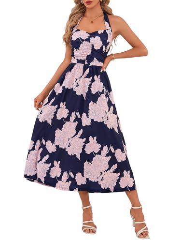 MSBASIC Spring Wedding Guest Dresses for Women Pastel Pink Floral