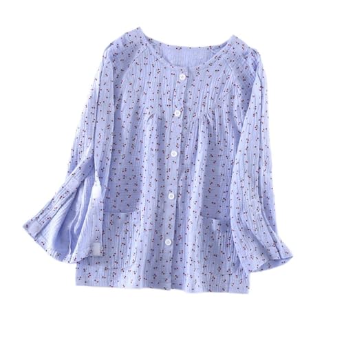 Top de Soins Post-opératoires pour Femmes Blouses à Manches Longues pour Le Rétablissement des Fractures Vêtements pour Handicapés Alités (Color : Blue, Size : XXL)