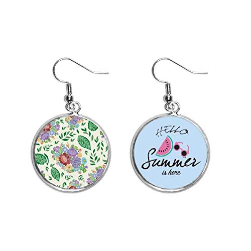 Pendientes de sandía con patrón de flores de estilo japonés para realzar tu mirada