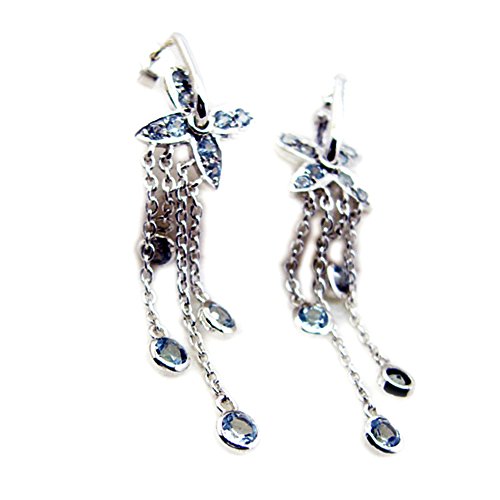 Boucles d'oreilles topaze bleue argent 925 anti-allergie puces simples