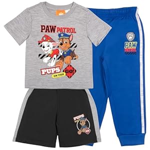 Nickelodeon Paw Patrol Boys 3-Piece Pants Set – Short Sleeve T-Shirt, Shorts, & Jogger Pants 3-Pack Bundle Set for Boys