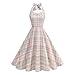 Women's Plaid Halter Neck Dress 1950s Vintage Sleeveless Swing Casual Elegant Cocktail Dress Fashion Summer Clothes S-2XL Pink