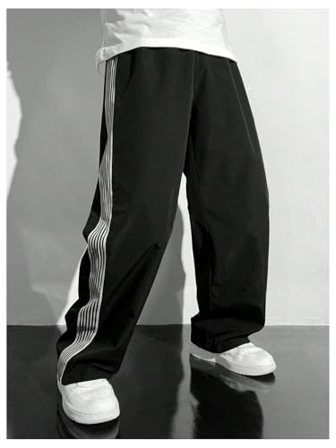 Boy's Striped Baggy Track Pants Elastic Waist Wide Leg Long Pants Streetwear2