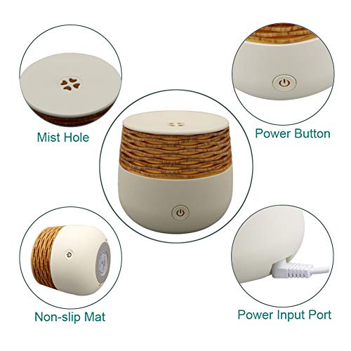 Small Essential Oil Diffusers Mini Diffuser For Essential Oils Wood Grain 30Ml Portable Aromatherapy Diffuser Ultrasonic Mist Night Light Waterless Auto Shut-Off Travel Aroma Diffuser For Bedroom Gift #TOP4