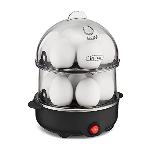 BELLA Rapid Electric Egg Cooker and Poacher with Auto Shut Off for Omelet, Soft, Medium and Hard Boiled Eggs - 14 Egg Capacity Tray, Double Stack, Black