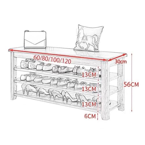 Banc à chaussures bois massif 3 niveaux étagère entrée rustique