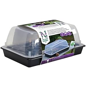 Kweekbak met plastic bak en deksel – 42 cellen – zwart – plantenbak voor stekken en aarde