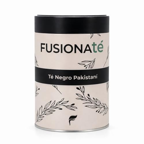 FUSIONATÉ Té Negro Pakistaní, Lata 150 g de Té a Granel Especiado Natural con Canela, Energizante y Aromático, Ideal para Chai Latte o Infusión Caliente