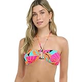 Body Glove Women's Standard Marissa Bandeau Style Bikini Top Swimsuit, Canopy Tropical Brights