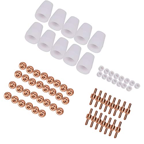 Accesorios de Cortador de, Puntas de Cortador de Boquilla de Corte de Consumibles 70 Piezas Copa de Punta de Electrodo Anillo de Gas Punta de para PT -31-40 Torcha de Corte de (70 piezas)