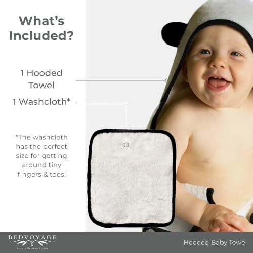 Bedvoyage Baby Towels And Washcloths - Panda Hooded Bath Towels For Babies & Soft Wash Cloths - Bamboo Viscose & Cotton For Sensitive Skin - Baby Bath Set For Newborn Girl Or Boy #TOP6