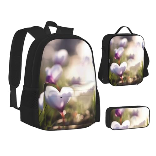 Sac à dos décontracté avec sac repas et trousse à crayons noir
