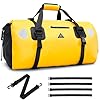 Haimont Waterproof Duffle Bag Roll Top Dry Duffel Bags with Tie Down Straps for Motorbike, Boating,Kayaking, SUP, Travelling, Yellow, 50L