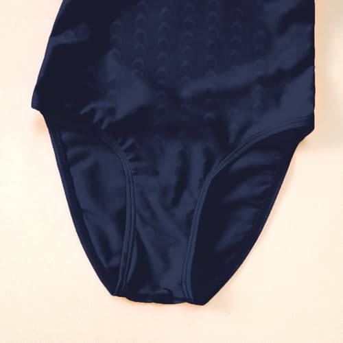 Image of Kids Girls Athletic Swimsuit One Piece Solid Swimwear for Practice and Competition in Black and Navy Bathing Suit