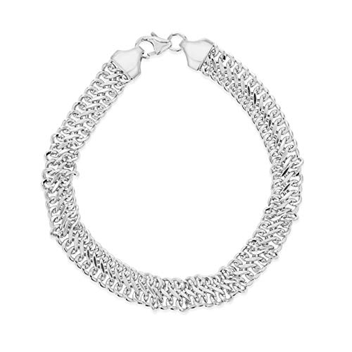 Bracelet maille gourmette infini pour femme en argent sterling rhodié 18 cm