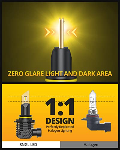 Sngl H10/9140/9145 Led Fog Light Bulbs, 3000K Amber Yellow, 13000Lm Per Set, 500% Brightness, 9045 9040 Led Fog Lights, Drl Replacement For Cars, Trucks, Pack Of 2 #TOP2