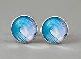 Hecho a mano Wave Surf Gemelos Gemelos de deportes idea de regalo accesorios hombres mujeres