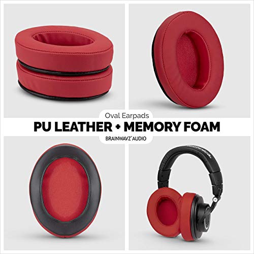 Image of Brainwavz Replacement Earpads for ATH M50X, M50BT, Steelseries Arctis, Pro Wireless & Stealth 600, HyperX Cloud, AKG, SHURE, Philips & Many More Headphones, Memory Foam Ear Pad Cushions, Red Oval
