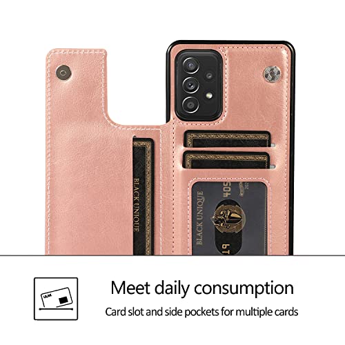 CCSmall Capa carteira para Samsung Galaxy A52 com suporte para cartão, capa de couro PU com suporte